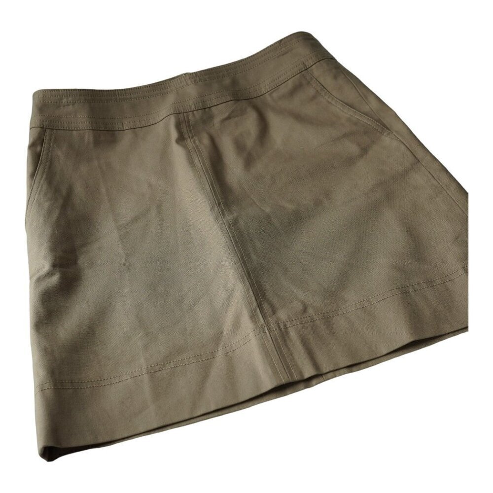 Talbots Petites Mini Skirt Women 2P Tan Cottonโ Blend Pockets Minimalist